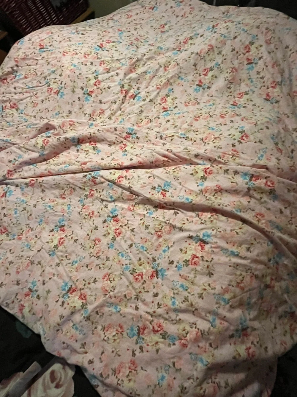 Fadfay~ Floral Pink 100% Cotton Duvet Cover with Roses ~ 86x73”